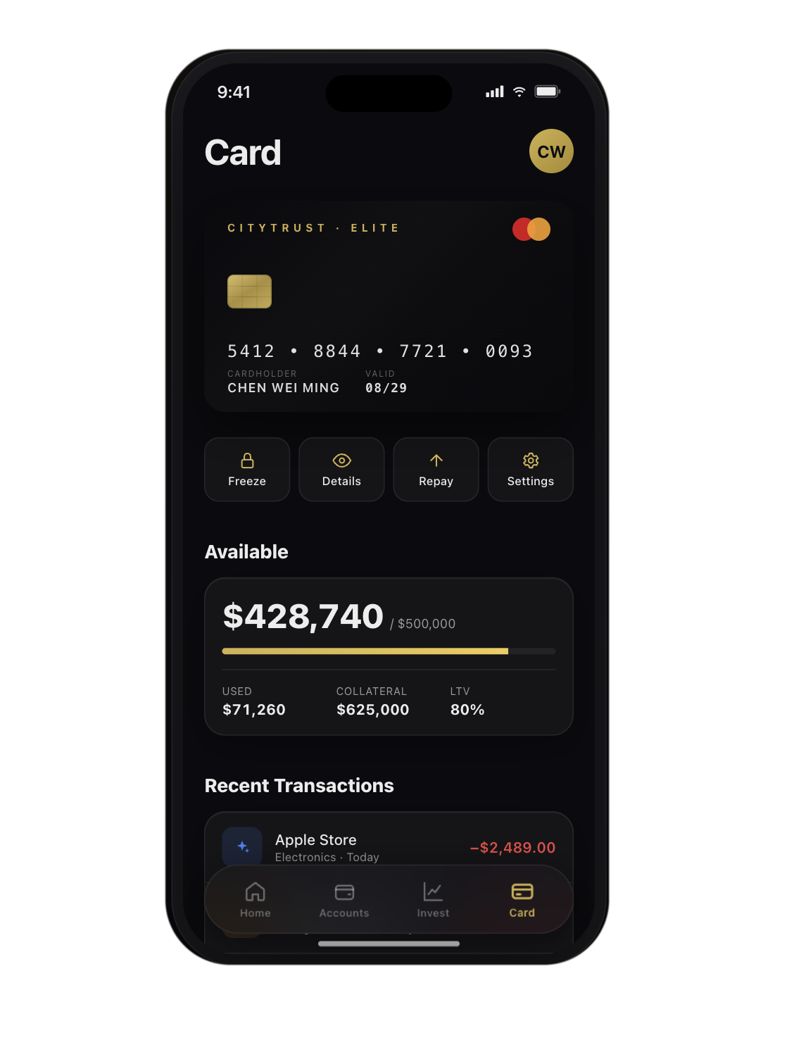 CityTrust Card App